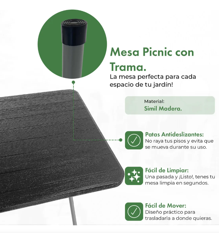 Mesa Plegable 1.80m – Reforzada – Color Blanco