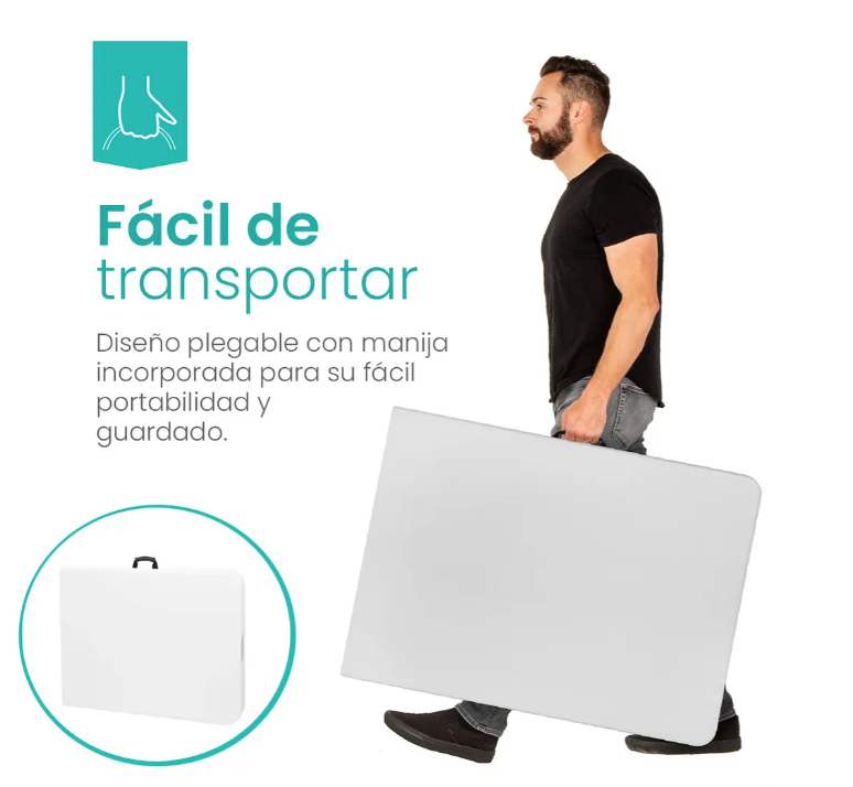 Mesa Plegable 1.80m – Reforzada – Color Blanco