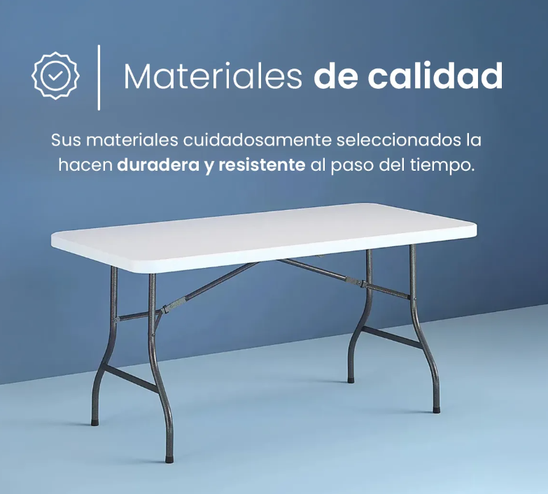 Mesa Plegable 1.80m – Reforzada – Color Blanco