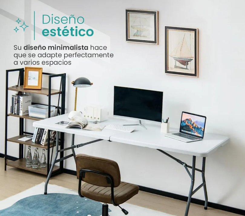 Mesa Plegable 1.80m – Reforzada – Color Blanco