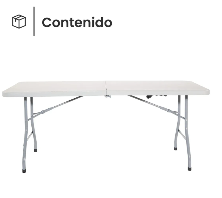 Mesa Plegable 1.80m – Reforzada – Color Blanco